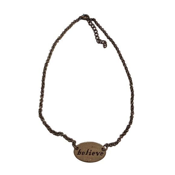 Cynthia Garrett BELIEVE Brass tone lobster clasp adjustable Necklace - Picture 2 of 6